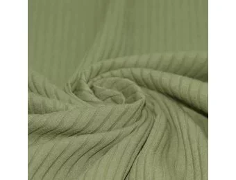 Brede Rib Jersey Stof Olijf