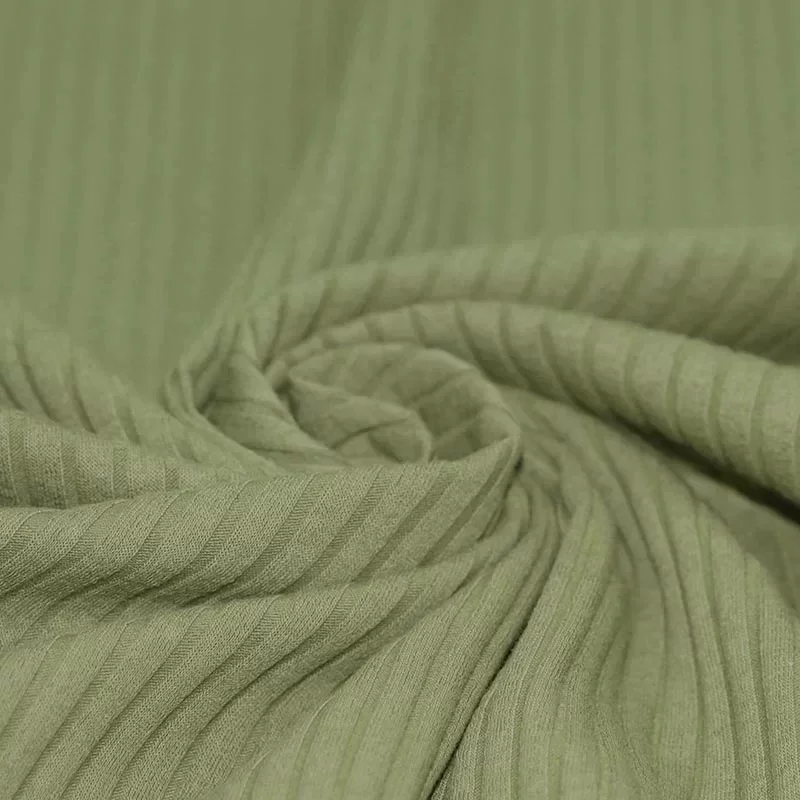 Brede Rib Jersey Stof Olijf