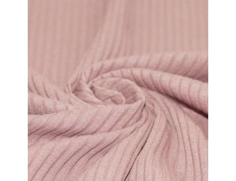 Brede Rib Jersey Stof Nude Roze