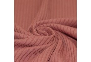 Brede Rib Jersey Stof Klei Roze