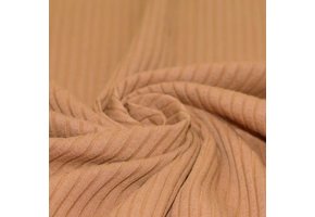 Brede Rib Jersey Stof Perzik