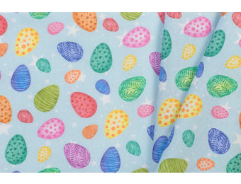 Katoen Poplin Color Eggs Lichtblauw