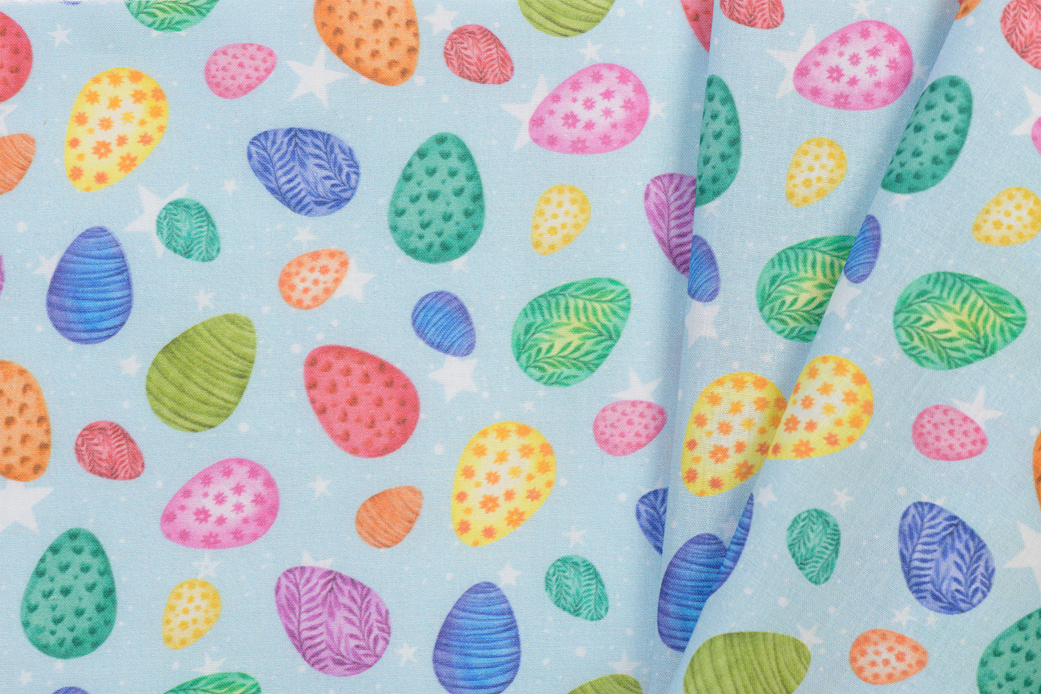 Katoen Poplin Color Eggs Lichtblauw