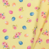 Katoen Poplin Eggs & Flowers Yellow
