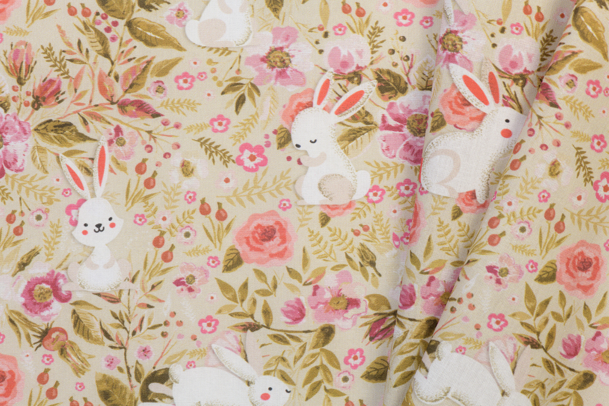 Katoen Poplin Bunny Garden