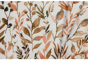 Katoen poplin watercolor leaves c.marrons