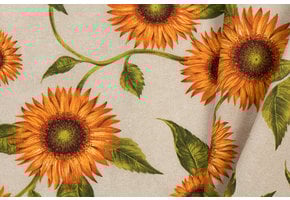 Deco stof linnenlook zonnebloemen