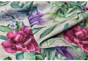 Decostof Bloemen Lila / Rose