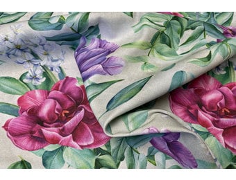 Decostof Bloemen Lila / Rose