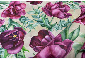 Decostof Bloemen Paars / Fuchsia