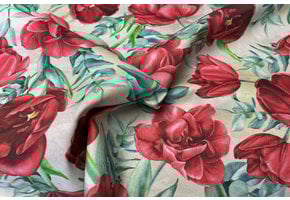 Decostof Bloemen Rood