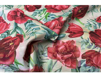 Decostof Bloemen Rood