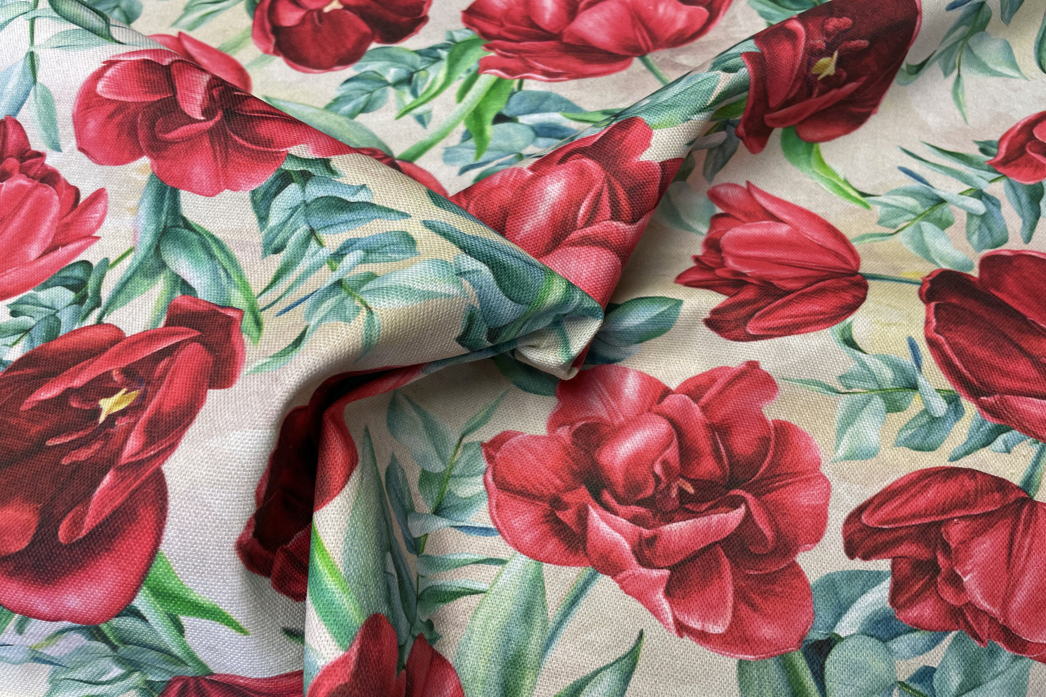 Decostof Bloemen Rood