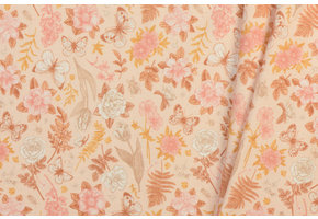 Jersey Katoen Digitale Print - Zoete Roze Tuin