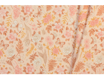 Jersey Katoen Digitale Print - Zoete Roze Tuin