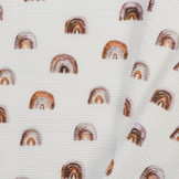 Ottoman Rib Jersey Stof - Mini Regenboog Licht Bruin