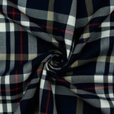 Schotse Ruit / Tartan Check Stretch Navy/White/Camel/Red