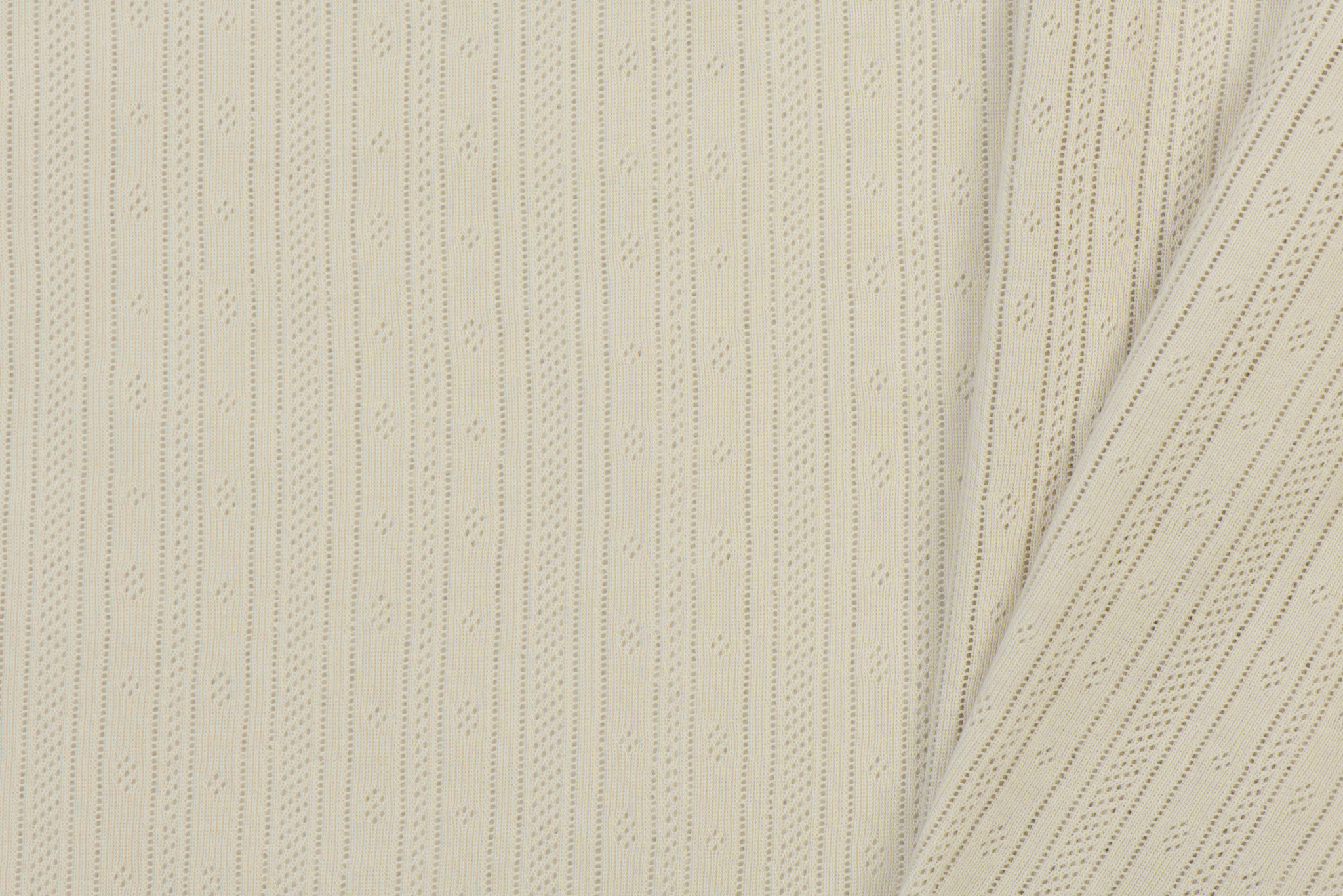 Pointelle Jersey Stof (Strepen) Naturel Beige