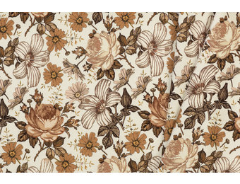 Poplin Katoen Digitale Print - Engelse Tuin Cacao