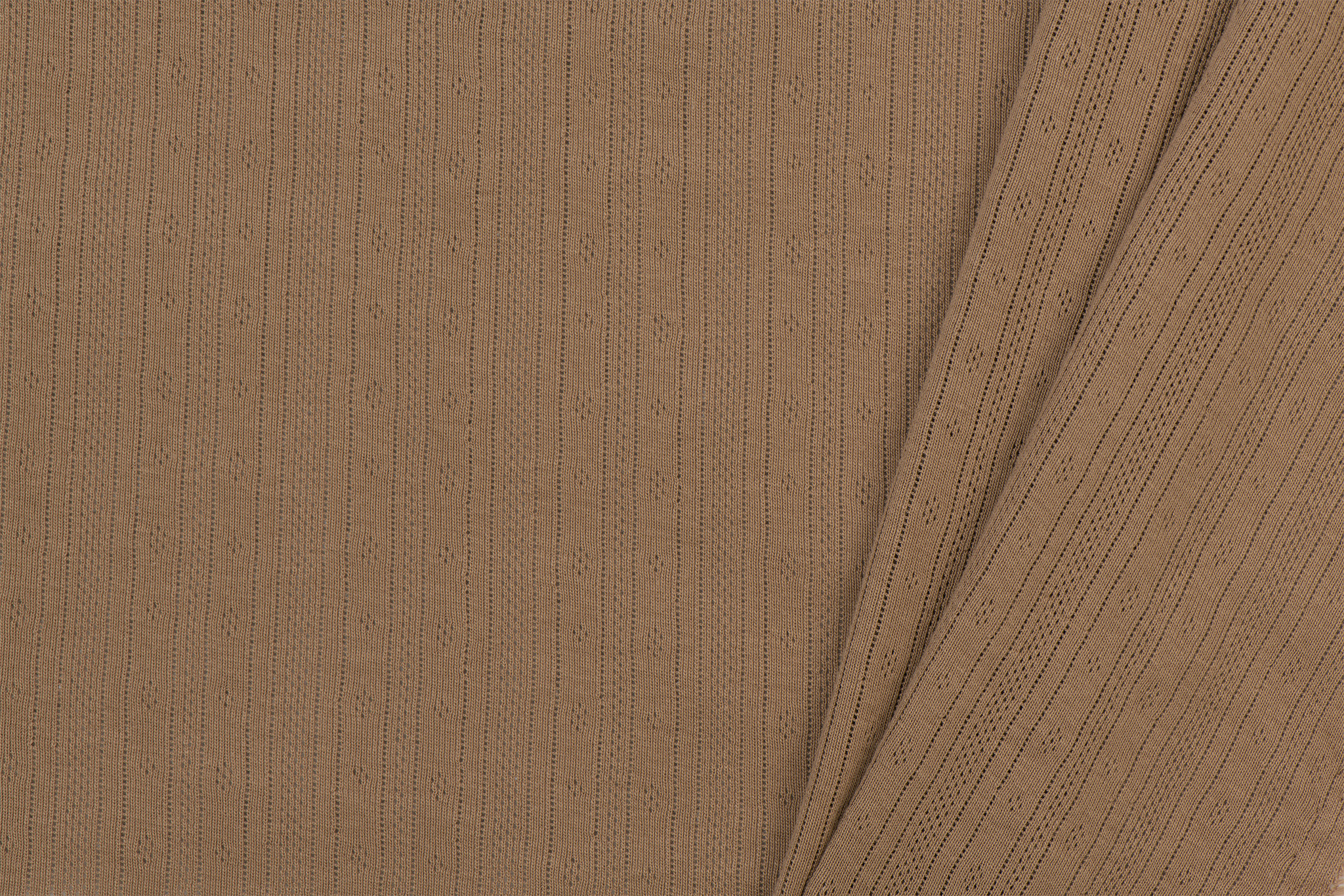 Pointelle Jersey Stof (Strepen) Cacao Bruin