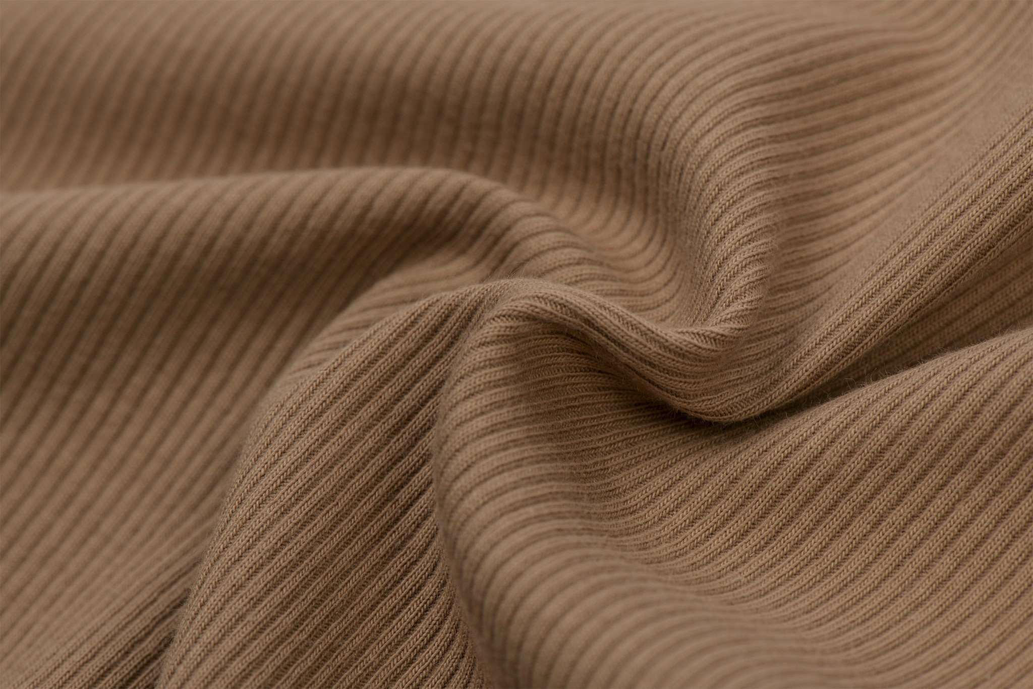 Rib Jersey Stof Cacao Bruin