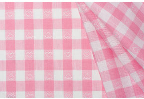 Boerenbont Ruitstof 1 cm met Hartjes - Roze