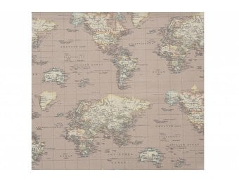 Wereldkaart canvas beige