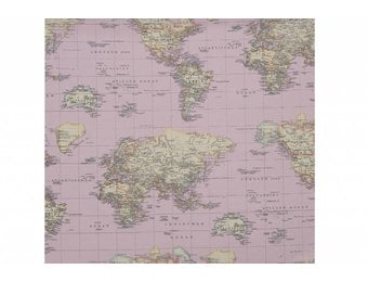 Wereldkaart canvas roze