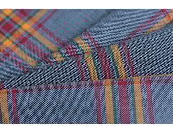 Schotse ruit katoen jeansblauw