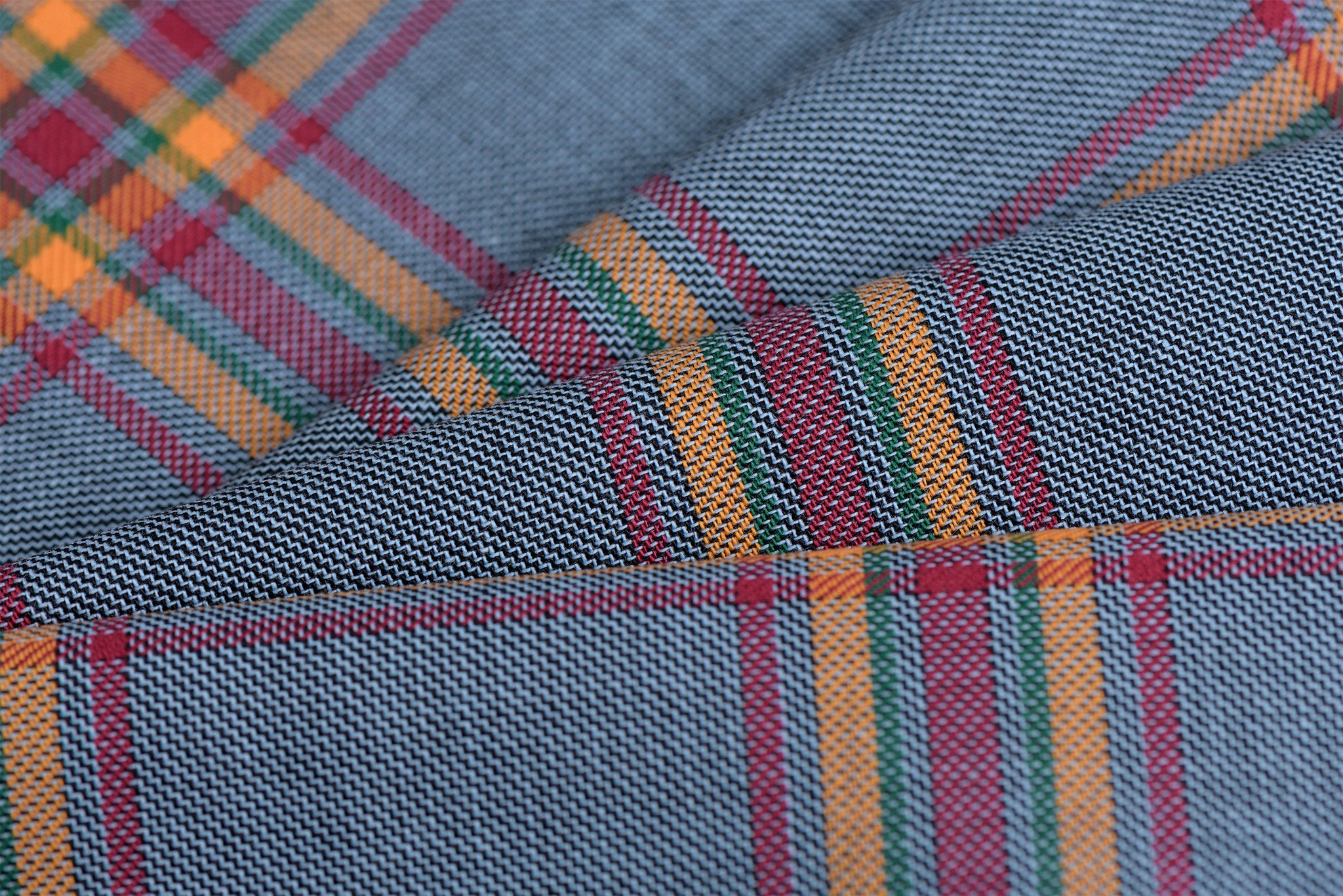 Schotse ruit katoen jeansblauw