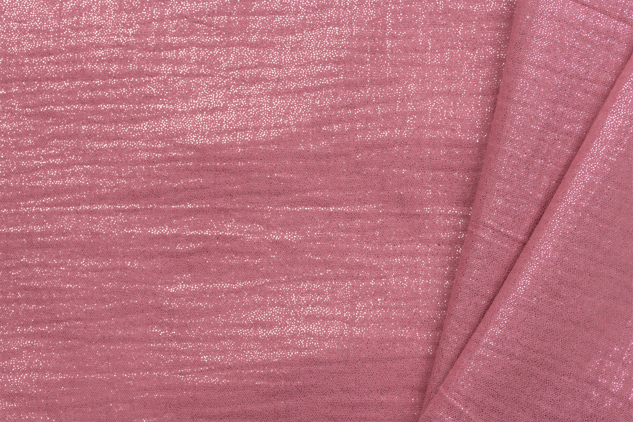 Double gauze katoen glitter dusty oud rose