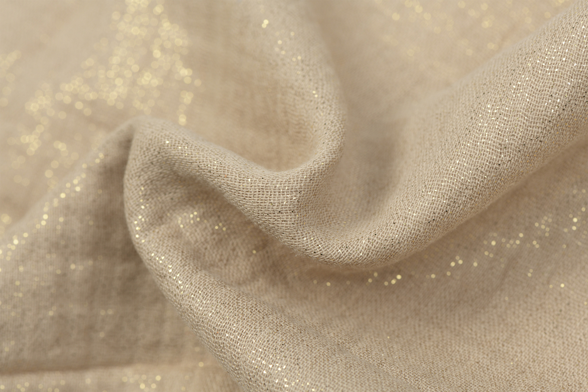 Double gauze katoen glitter beige