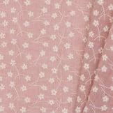 Embroidery katoen voile bloemen licht oud rose