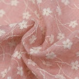 Embroidery katoen voile bloemen licht oud rose