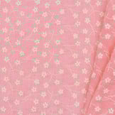 Embroidery katoen voile bloemen coral roze