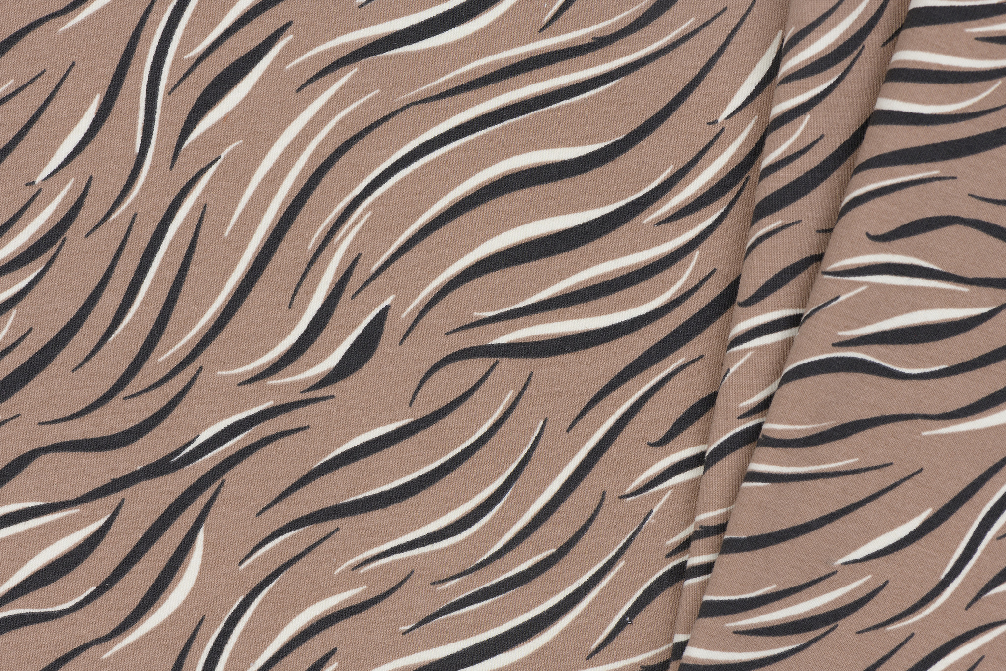 Jersey Katoen Zebra Licht Taupe