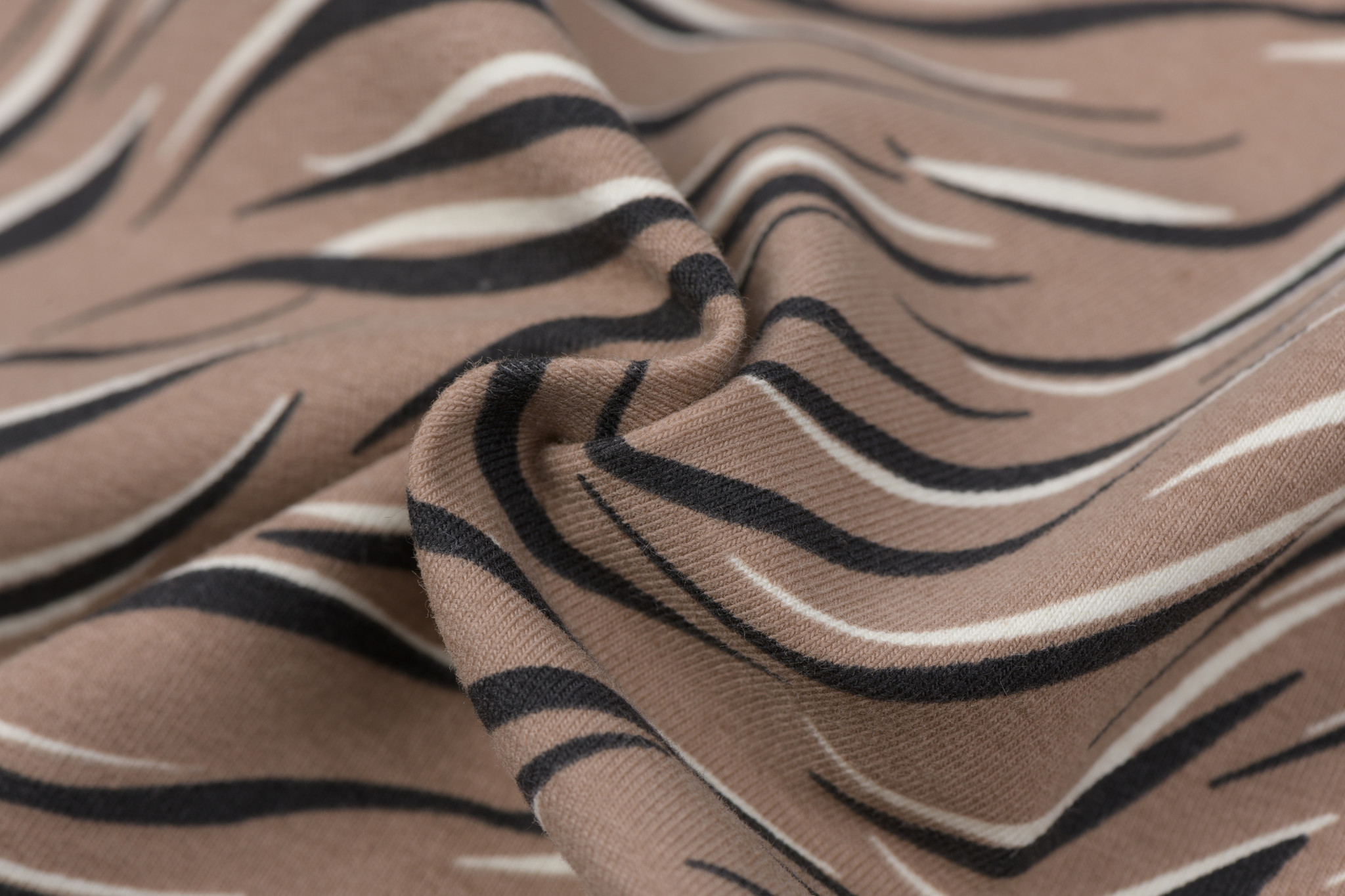 Jersey Katoen Zebra Licht Taupe