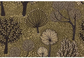 Gobelin stof oriental garden zwart goud