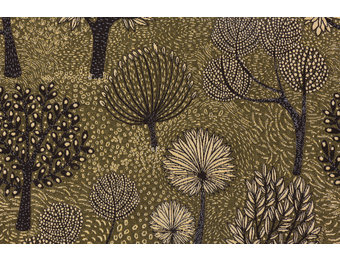 Gobelin stof oriental garden zwart goud