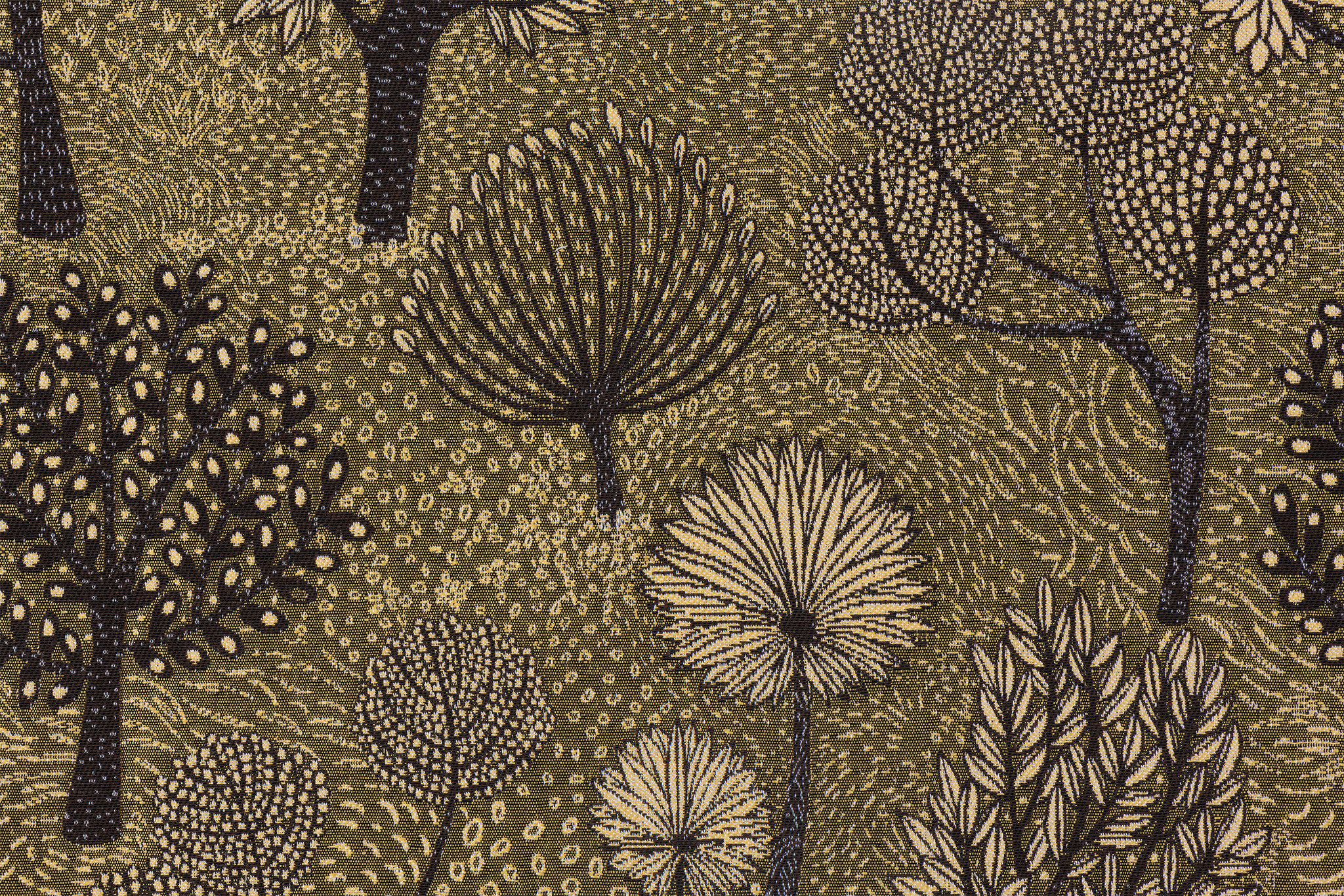 Gobelin stof oriental garden zwart goud