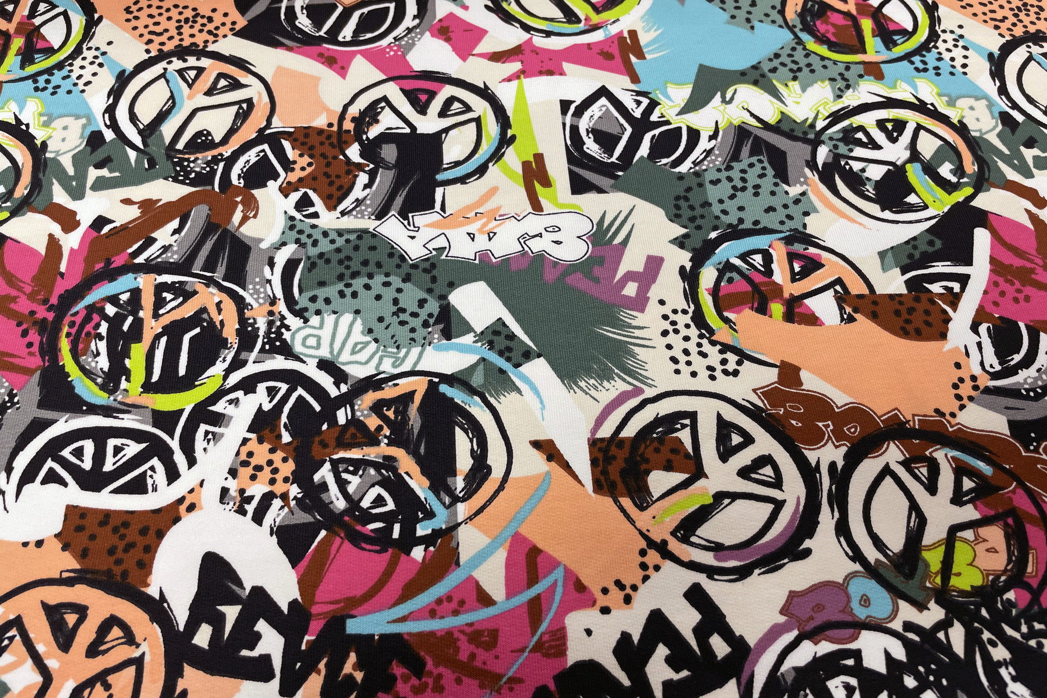 French Terry Peace Fuchsia Mint