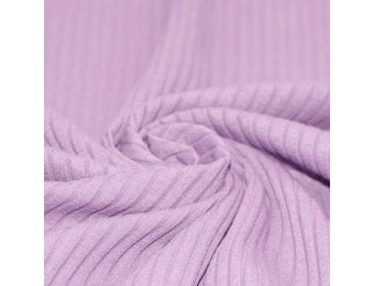 Brede Rib Jersey Stof Pastel Lila
