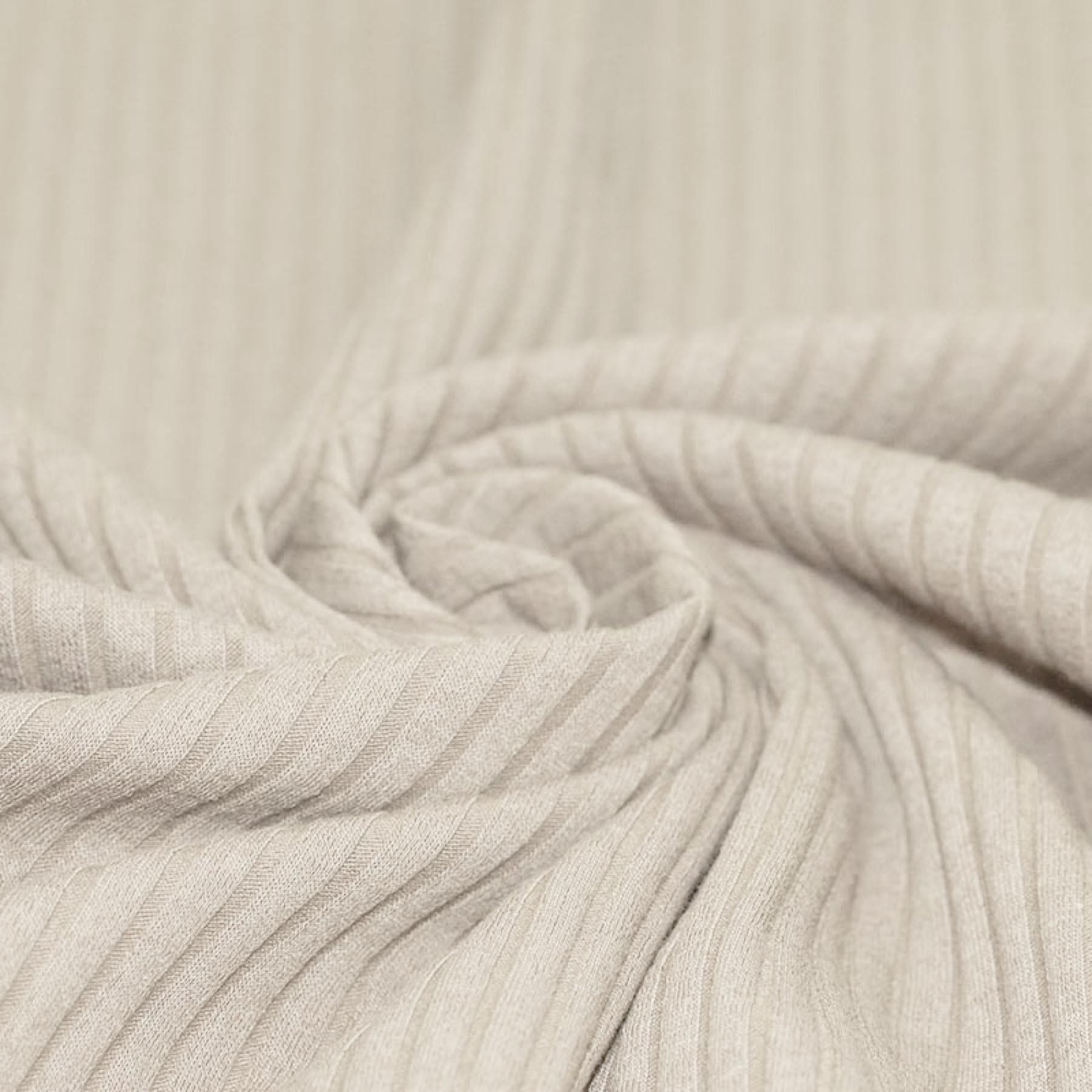 Brede Rib Jersey Stof Licht Beige