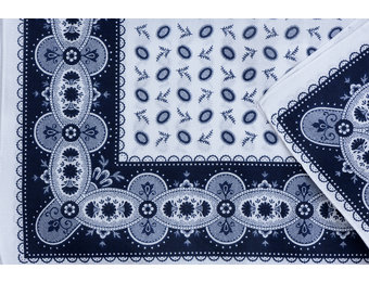Zakdoek Koffieboon Wit - Donkerblauw
