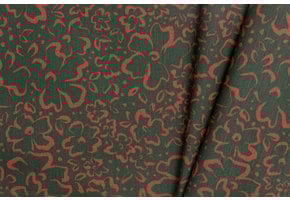 Katoen Poplin Wilde Bloemen Legergroen