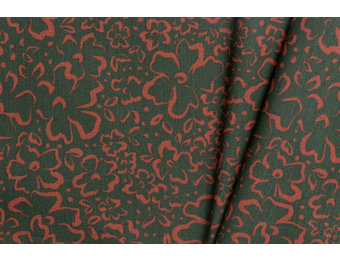 Katoen Poplin Wilde Bloemen Legergroen