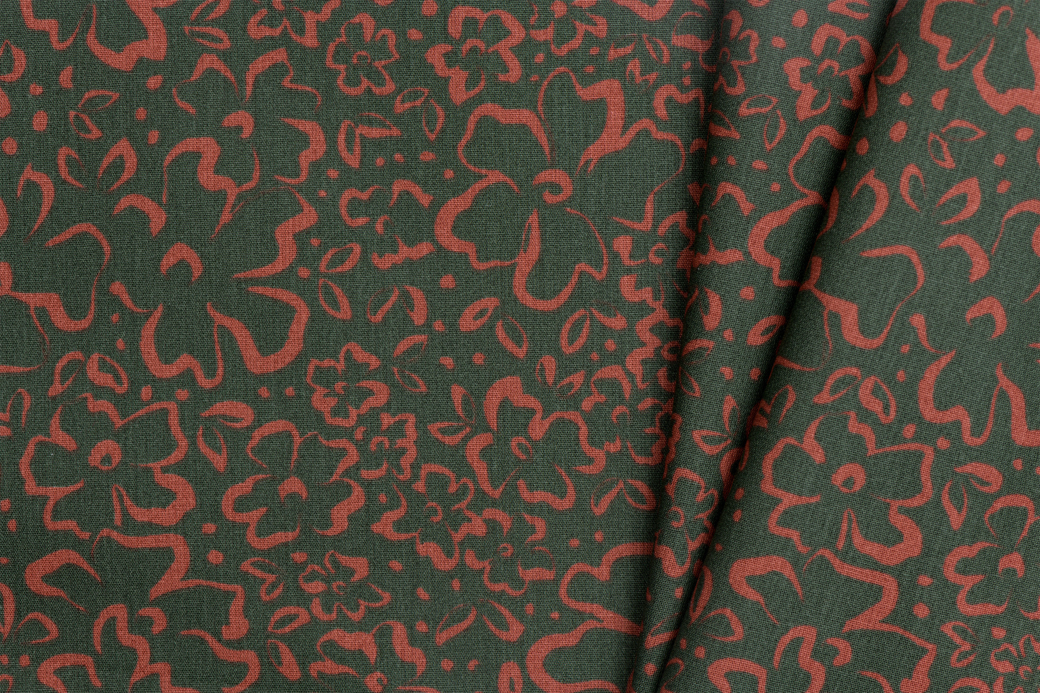 Katoen Poplin Wilde Bloemen Legergroen