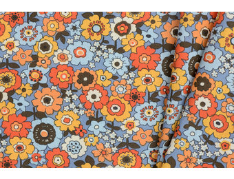 Katoen Retro Bloemen Popette Blue