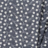 Embroidery katoen voile bloemen zwart