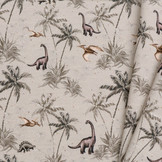 French Terry Digitale Print - Dino Jungle Taupe